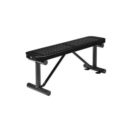 4 Ft. Outdoor Steel Flat Bench - Perforated Metal - Black